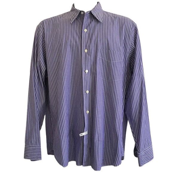 J.Crew Shirt Men's Large Purple/White Long Sleeved button up Shirt Striped - Picture 1 of 13
